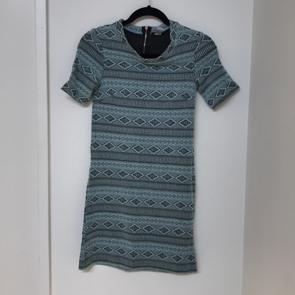 Geo print boho fitted knit dress